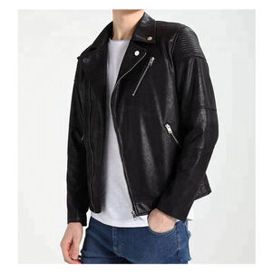 Unique Style Men Casual <b>Motorbike</b> Leather Coat Fashionable Trendy Strong Durable Leather Jacket With Side Zipper Pockets Outwear - Product Image 2