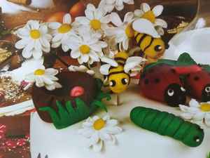 Fondant en pâte à sucre comestible orange à perles bleues pour la décoration de gâteaux, utilisé pour enrober les gâteaux et faire des figurines - Product Image 6