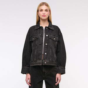 Nouveautés Vestes en jeans pour femmes Veste de camionneur ajustée boutonnée style vêtements d'extérieur avec poches - Product Image 2