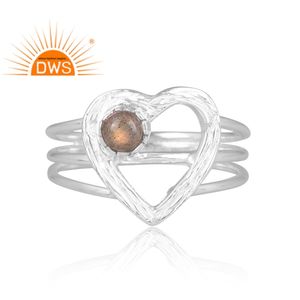 แหวนเกลียวอัญมณีลาบราดอไรต์ธรรมชาติทำจากเงินแท้เหมาะสำหรับเป็นของขวัญสำหรับผู้หญิง - Product Image 3