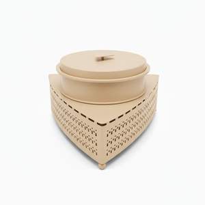 Plat de service moderne en acier inoxydable finition argentée, écologique, pour buffet, avec découpe laser, pour la maison, l'hôtel, les fêtes - Product Image 4