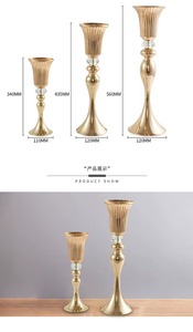 Ensemble de 3 vases à fleurs en métal finition or de luxe avec accent en cristal, parfait pour la décoration de table, le style d'événements et l'affichage à domicile - Product Image 3