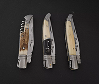 Couteau pliant de survie Laguiole - Acier au carbone, manche en os, bord lisse, design léger et compact, durable pour le camping
