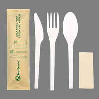 Ensemble de couverts CPLA de 6 pouces, jetables, compostables, fourchette, cuillère, couteau, vaisselle biodégradable pour restaurant