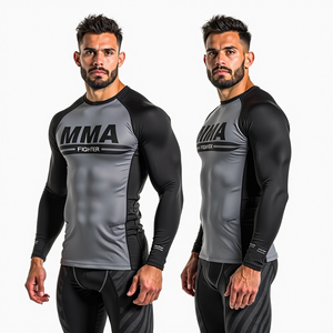 Protector de sarpullido de ajuste de compresión de alto rendimiento personalizado de manga completa y corta para MMA BJJ con kimono de jiu jitsu de sublimación personalizado - Product Image 3