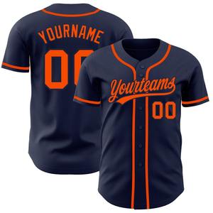 Meilleures ventes Vêtements d'équipe personnalisés Orange marine personnalisé-Maillot de baseball authentique marine - Product Image 1