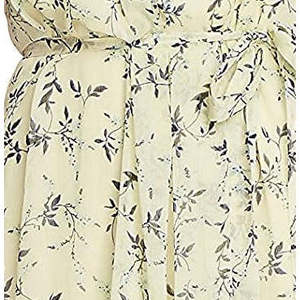 Abito da donna Cece giallo con motivi a glicine, senza maniche, taglia 8, traspirante, naturale, lunghezza al ginocchio, ideale per vacanze estive al mare e feste in spiaggia - Product Image 3