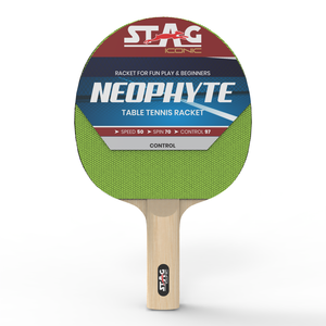 Raquette de tennis de table Stag Iconic Neophyte Series en bois de frêne, caoutchouc à picots, 5 plis, durable, 158x152mm, poids 200g, pour le sport - Product Image 5