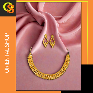 Boucles d'oreilles collier faites en Inde avec plaqué or 22 carats style unique pour femmes ensemble de boucles d'oreilles collier bijoux par les exportateurs - Product Image 2