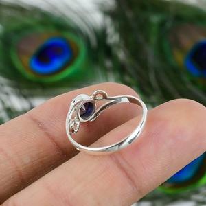 Piedra preciosa natural Lolita cabujón sólido 925 plata esterlina anillo hecho a mano joyería plata esterlina 925 anillo estampado joyería - Product Image 6