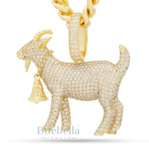 Collar con colgante de cabra grande Iced Out 925 Plata Diamante Chapado en oro Cadena de hip hop Notorious Inspirado Estilo rapero Joyería para hombres - Product Image 1