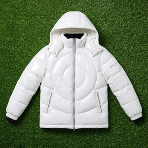 Veste d'hiver matelassée pour homme, à capuche, brillante, chaude, zippée, pour l'extérieur, avec coutures circulaires, OEM ODM, vente en gros - Product Image 3