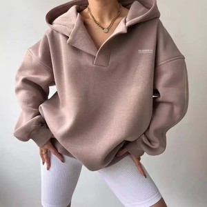 2025 nueva llegada Streetwear sudaderas con capucha de gran tamaño para mujer Drop Shoulder Heavyweight 100% algodón Sudadera con capucha de manga larga para ropa informal - Product Image 3