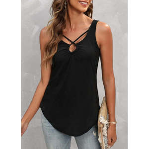 Blusa de viscosa con tiras y detalle cruzado en la parte delantera para mujer, 33405 - Product Image 1