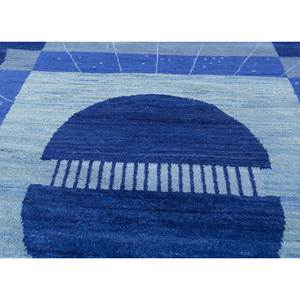 Alfombras de Lana Grandes Brahmaand Azules JBR-7008, Diseño Geométrico de Diamantes Anudado a Mano para Sala de Estar, Pasillo, Diseño Rectangular - Product Image 3