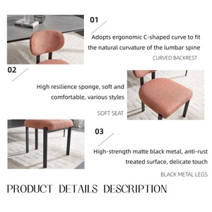 Ensemble de 2 chaises de salle à manger en bouclette douce, chaises de <span class=keywords><strong>cuisine</strong></span> rembourrées avec structure en métal noir mat de style mid-century pour salle à manger, bureau à domicile - Product Image 5