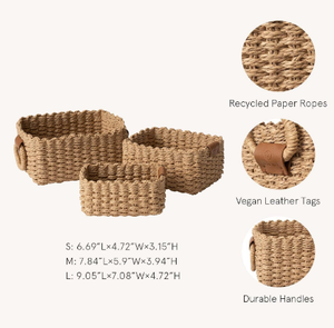Set of Two Multifunctional Home Decorative Paper <b>Rope</b> Storage <b>Baskets</b> Handcrafted Customized Storage <b>Basket</b> Made in India - Product Image 2
