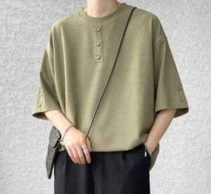 T-shirt en coton 250g/m2 surdimensionné avec impression personnalisée pour hommes, T-shirt uni vierge de haute qualité à motif uni de grande taille - Product Image 1