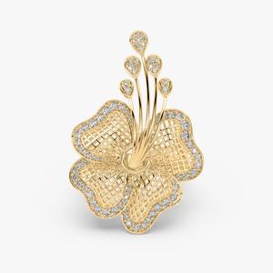 Belle bague en diamant cultivé en laboratoire floral 14k 18k solide Rose jaune blanc or but de mariage et bague de promesse pour les femmes-DS0559 - Product Image 2