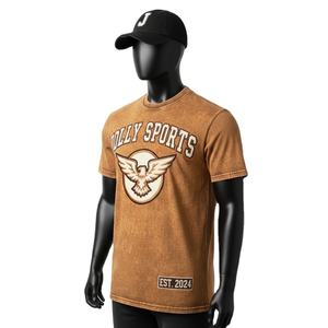 Camiseta 100% algodón para hombre, corte holgado, estampada, estilo vintage, lavado ácido, tela transpirable, con logotipo personalizado. - Product Image 4