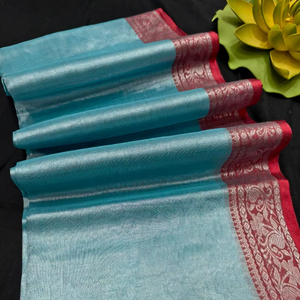 Sari traditionnel du sud de l'Inde en coton de bordure, matière modale, pour les fêtes, pour les saisons d'hiver et d'été - Product Image 1