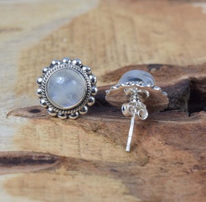 Bijoux à la mode cadeau parfait pour les amoureux 925 argent Sterling massif bleu feu pierre de lune pierres précieuses boucles d'oreilles pour femmes - Product Image 3