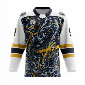 Maillot de hockey sur glace en sublimation 100% polyester, col en V, haut de maillot de hockey à manches longues, imprimé, maillot de hockey sur glace unisexe - Product Image 4