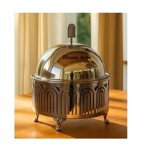 Plat de service en acier inoxydable avec une qualité exclusive, forme ronde, plat de service pour buffet alimentaire, best-seller - Product Image 1