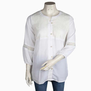 เสื้อชีฟองตาข่ายผู้หญิง - สีขาว - Product Image 2