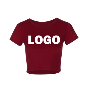 Haut court personnalisé à col en O pour femmes, t-shirt d'été décontracté, basique, sexy, streetwear, hauts noirs à manches courtes - Product Image 2