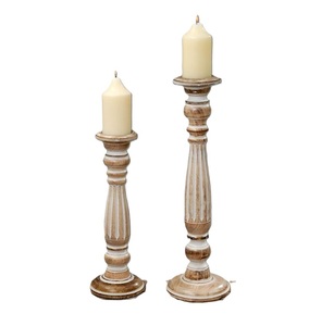 Superior Quality <b>Wooden</b> <b>Candle</b> <b>Pillar</b> <b>Holder</b> Handcrafted Items White Color Latest Design <b>Candle</b> <b>Holder</b> for Restaurant Decoration - Product Image 2