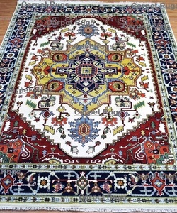 Hariz พรมขนสัตว์8x10สีแดงน้ำเงิน, พรมสุดหรูลายแอบสแตรกต์ผูกปมมือสำหรับห้องนั่งเล่นห้องน้ำคุณภาพดีแบบดั้งเดิม - Product Image 2