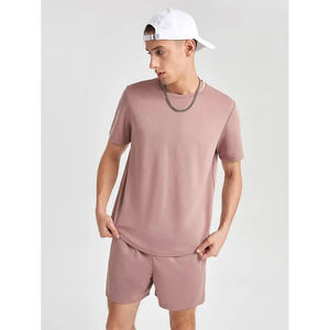 2024 ensemble de shorts décontractés en coton pour hommes avec logo personnalisé t-shirt thermique respirant pour le printemps marque privée personnalisée - Product Image 6