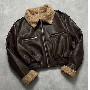 Chaqueta de Cuero Genuino con Cremallera para Mujer, Estilo Bomber Vintage, Logotipo Frontal, Resistente al Viento, Transpirable, Alta Calidad OEM - Product Image 3