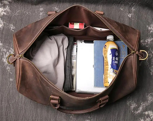 Sac polochon en cuir véritable pour hommes et femmes grande capacité sac à bandoulière imperméable léger formel voyage d'affaires - Product Image 4
