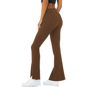 Pantalons de yoga évasés taille haute pour femmes avec fente latérale, leggings athlétiques extensibles à coupe bootcut pour le fitness, la salle de sport et les vêtements décontractés - Product Image 6