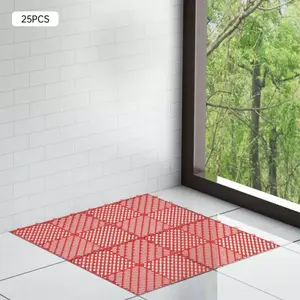 25pcs Red Interlocking <b>Outdoor</b> <b>Floor</b> Tiles 12x12x0.5 Inches Firebrick Function for Bedroom and Living Room Use - Product Image 1