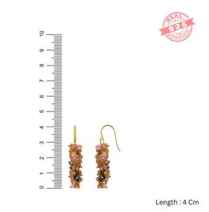 925 Silver Gold Plated Handmade <b>Tourmaline</b> Grape <b>Earring</b> with Natural Gemstone - Product Image 5