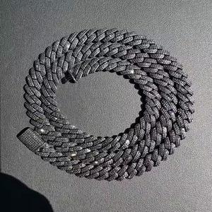 Fancy Diamond <b>Cuban</b> <b>Chain</b> Necklace S925 Sterling <b>Silver</b> Moissanite Yellow Gold Rhodium Plated Hip Hop Style for Weddings - Product Image 1