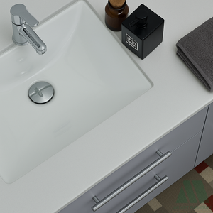 Meubles de salle de bain en bois à fixation murale au design moderne, 4 tiroirs, 2 armoires latérales, fonctionnels, élégants, montage facile, sans miroir, Vietnam - Product Image 4