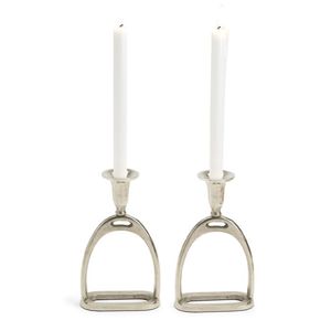 Antiqued <b>Silver</b> Taper Candle Holders - Set of 2 - Product Image 1