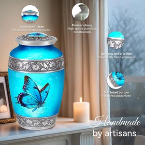 Set of 6 Butterfly Decorative Cremation <b>Urns</b> for Ashes for Women & Men Includes 1 <b>Large</b> <b>Urn</b> with 4 Small Keepsakes & 1 Necklace - Product Image 5