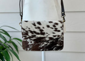 Sac en cuir de vache, sac à main en cuir de vache, sac bandoulière, pochette, sac en cuir de vache brun, sac en cuir de veau avec poils, sac en cuir de vache - Product Image 6