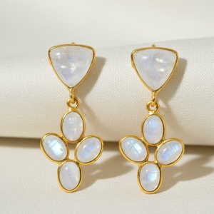 Pendientes Colgantes de Arcoíris Blanco Chapados en Oro de 18K con Circonita de Plata Esterlina, Regalo de Piedra de Nacimiento de Febrero para Ella, Mamá, Novia - Product Image 2