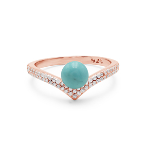 Dainty Véritable Forme Ronde 6 MM Turquoise Gemstone Minimal Ring Multi Plated Pure 925 Sterling Silver CZ Micro Pave Fine Jewelry - Product Image 3