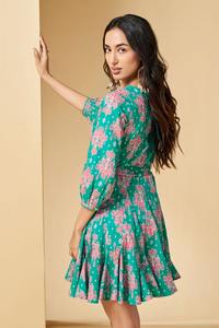 Vestido corto con estampado floral de algodón con bloque de mano indio para mujer, Vestido corto personalizado para novia, boda, luna de miel, regalo, ropa de verano, Vestidos - Product Image 3