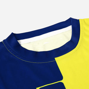 Maillot de football américain entièrement personnalisable imprimé, maille personnalisée bleue et jaune, 100 % polyester, logo personnalisé, vente en gros - Product Image 4