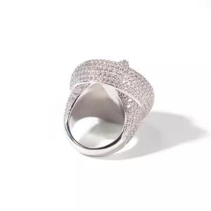 Anillo de Hip Hop de lujo para hombres Campeonato 925 Plata de ley Iced Out Nombre definido Anillo de moissanita del fabricante indio - Product Image 4