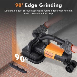 Ensemble de meuleuse à béton électrique 3800W, meuleuse de surface et dégauchisseuse de sol 4 pouces, 0-6000 tr/min, avec capot d'extraction des poussières pour la préparation des surfaces - Product Image 1