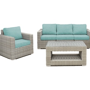 Juego de sofá de ratán polivinílico para exteriores resistente a la intemperie moderno para jardín, sala de estar, villa o restaurante - Product Image 1